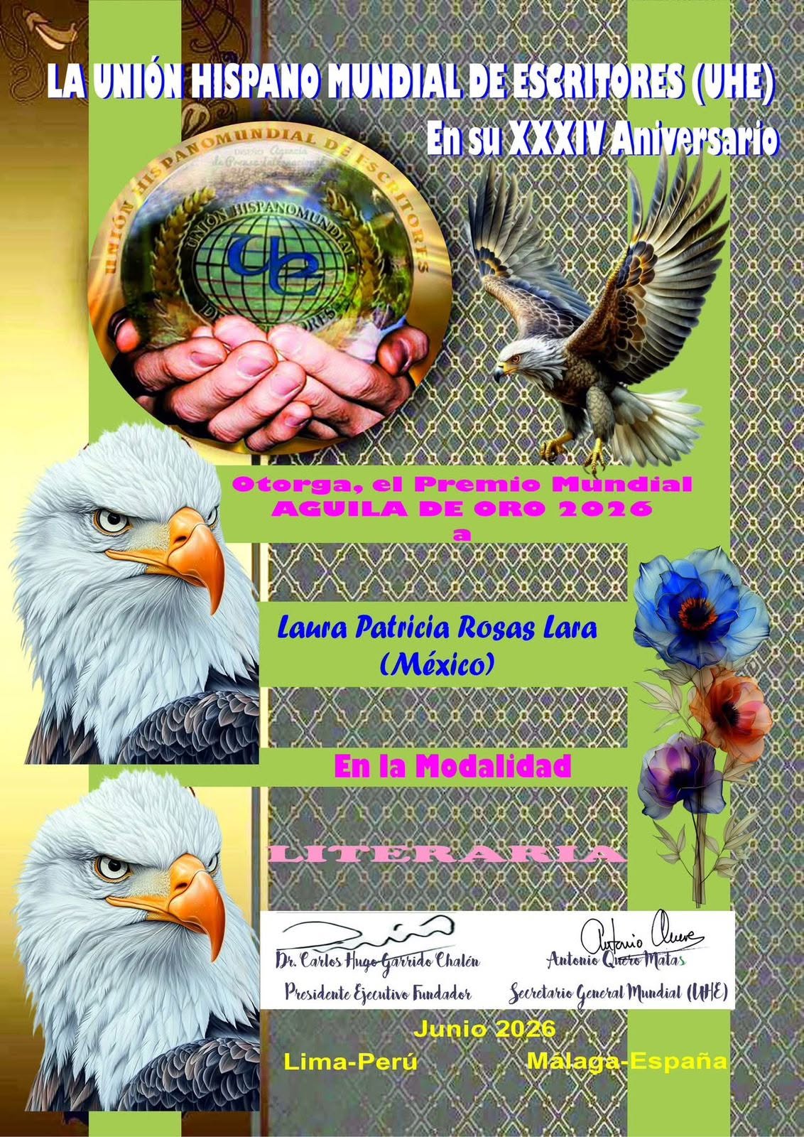 Premio Mundial Águila de Oro 2026 — Literaria